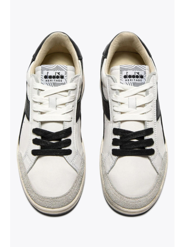 DIADORA HERITAGE PRESTIGE USED WHITE BLACK DIADORA HERITAGE PRESTIGE USED WHITE BLACK