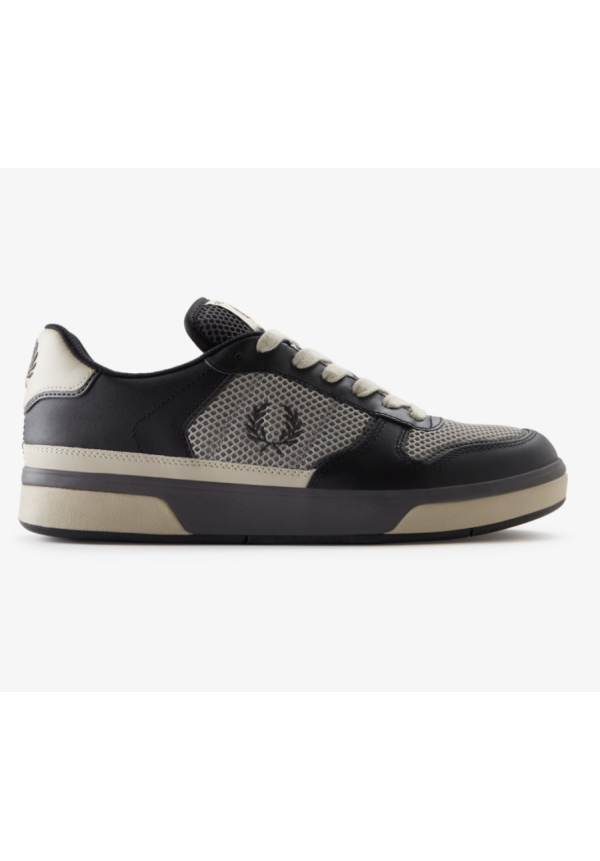 FRED PERRY B300 LEATHER/MESH BLACK/GUNMETAL
