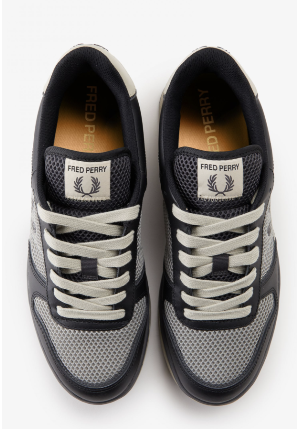 FRED PERRY B300 LEATHER/MESH BLACK/GUNMETAL