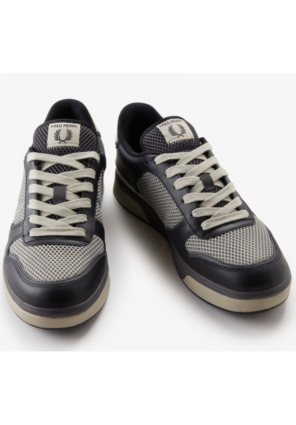 FRED PERRY B300 LEATHER/MESH BLACK/GUNMETAL