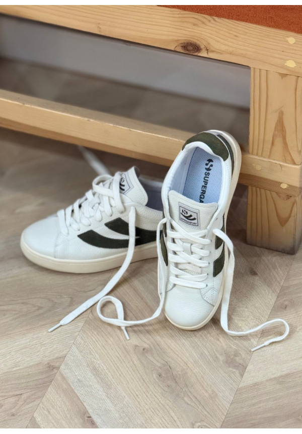 SUPERGA LENDL WHITE AVORIO MOSS GREEN OFF WHITE