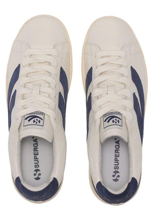 SUPERGA LENDL WHITE AVORIO NAVY OFF YELLOW