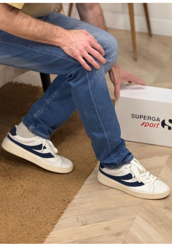 SUPERGA LENDL WHITE AVORIO NAVY OFF YELLOW