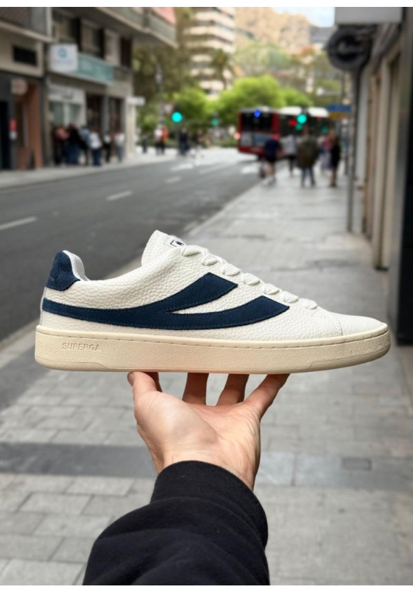SUPERGA LENDL WHITE AVORIO NAVY OFF YELLOW