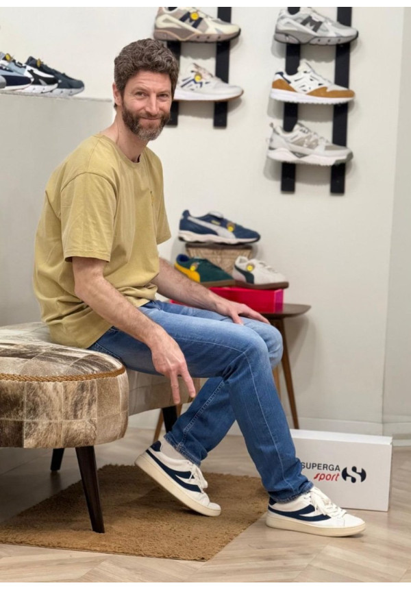SUPERGA LENDL WHITE AVORIO NAVY OFF YELLOW