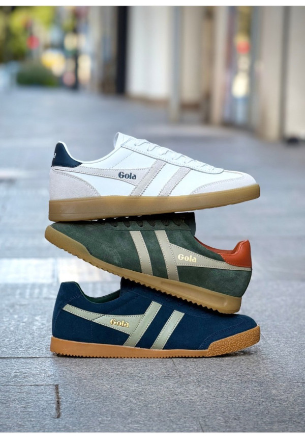 GOLA HARRIER SUEDE NAVY FEATHER GREY EVERGREEN